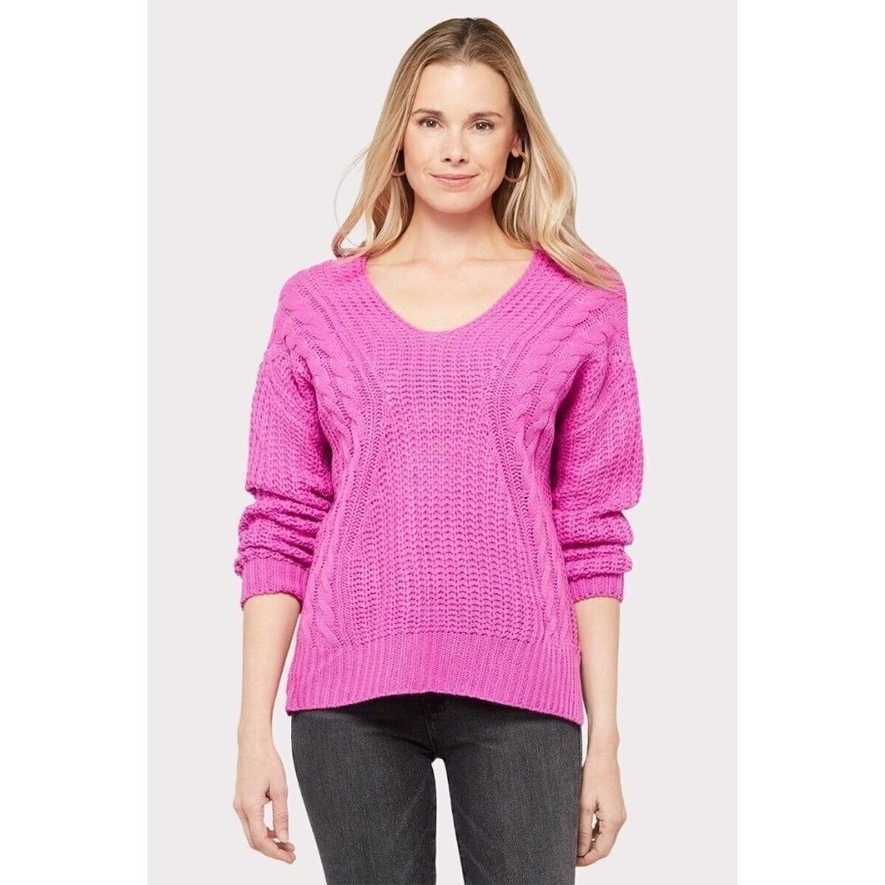 Heartloom Women's Evon V-Neck Cable Knit Long Sleeve Sweater Size M